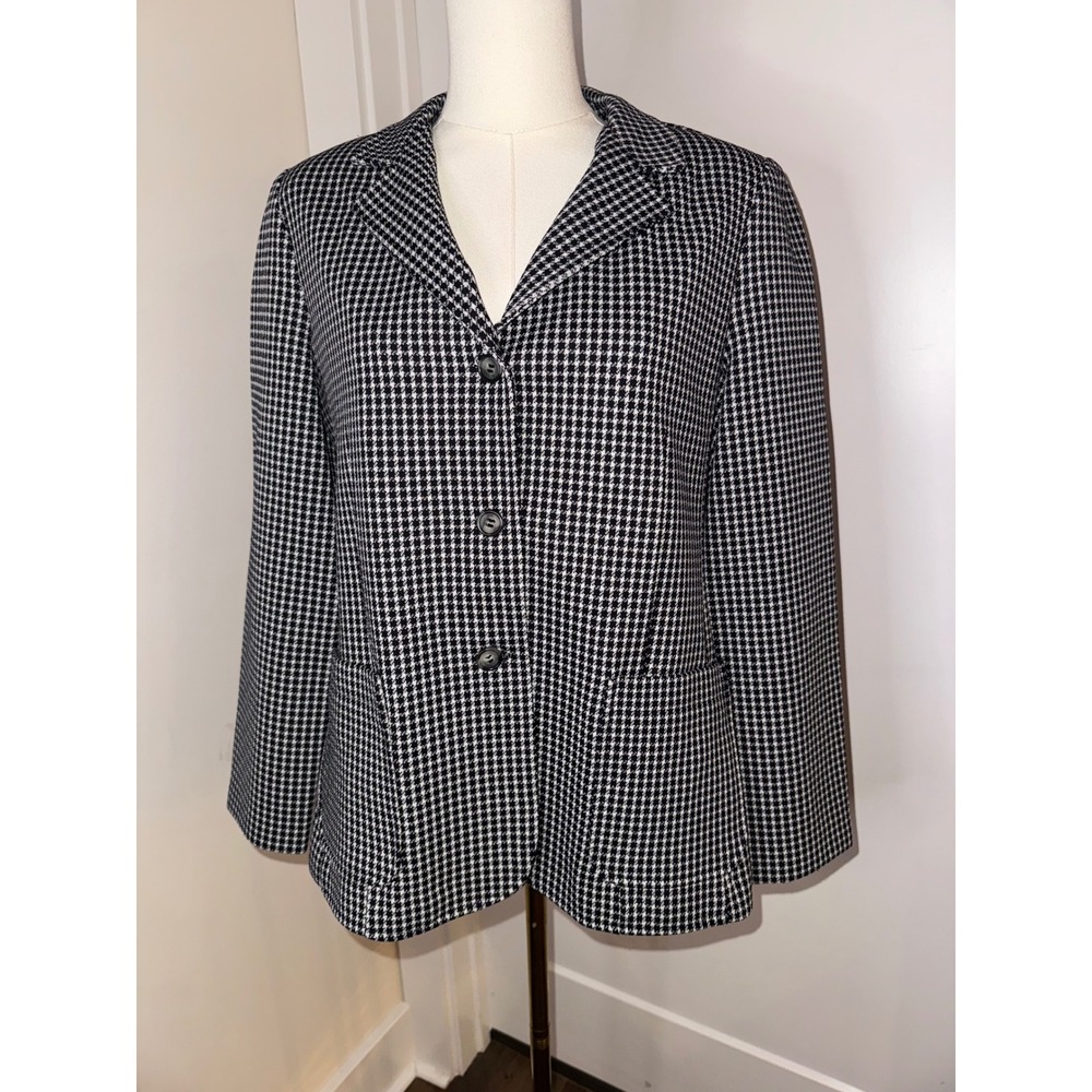 Cape Cod Match Mates Black White Houndstooth Blazer Jacket Women's Size 18‎